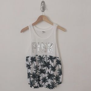 Victorias Secret PINK Sequin Palm Tree Tank, Sz S